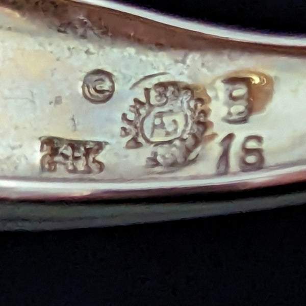 Asch Grossbardt Coral MOP Onyx Malachite Lapis Inlay 14k Gold Ring Band Vintage