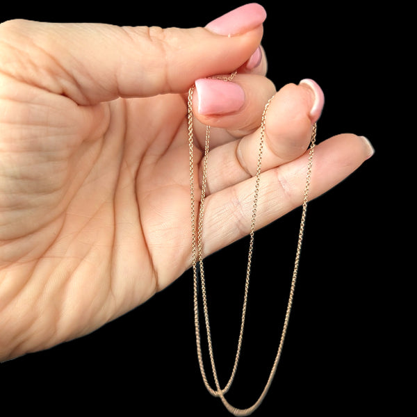 BH EFFY 14k Rose Gold Cable Link Chain Italy Vintage Estate Jewelry 18" 1.2g 14k rose gold effy