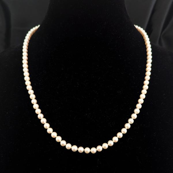 BLUE LAGOON By MIKIMOTO Pearl Necklace 14k Yellow Gold Clasp Vintage Akoya 23in