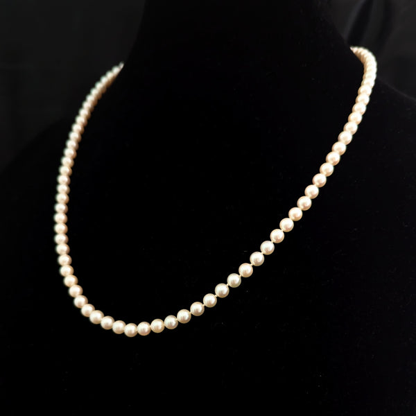 BLUE LAGOON By MIKIMOTO Pearl Necklace 14k Yellow Gold Clasp Vintage Akoya 23in