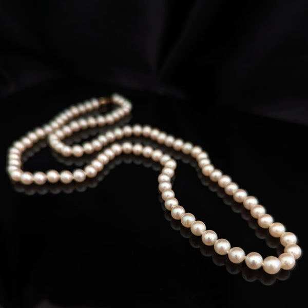 BLUE LAGOON By MIKIMOTO Pearl Necklace 14k Yellow Gold Clasp Vintage Akoya 23in