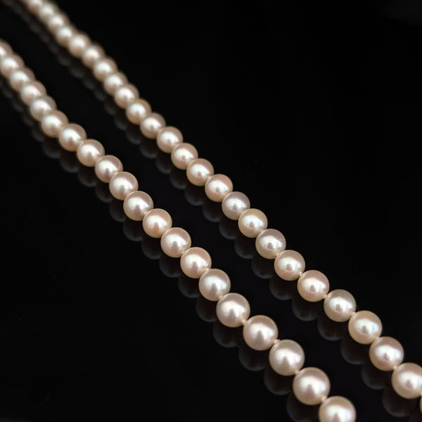 BLUE LAGOON By MIKIMOTO Pearl Necklace 14k Yellow Gold Clasp Vintage Akoya 23in