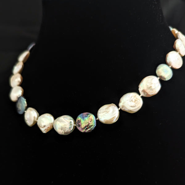 The Franklin - Estate Baroque Button Pearl 14k Yellow Gold Necklace
