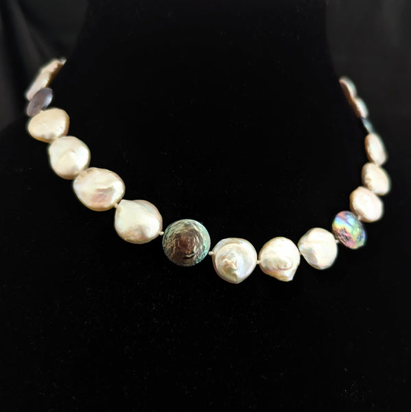 The Franklin - Estate Baroque Button Pearl 14k Yellow Gold Necklace