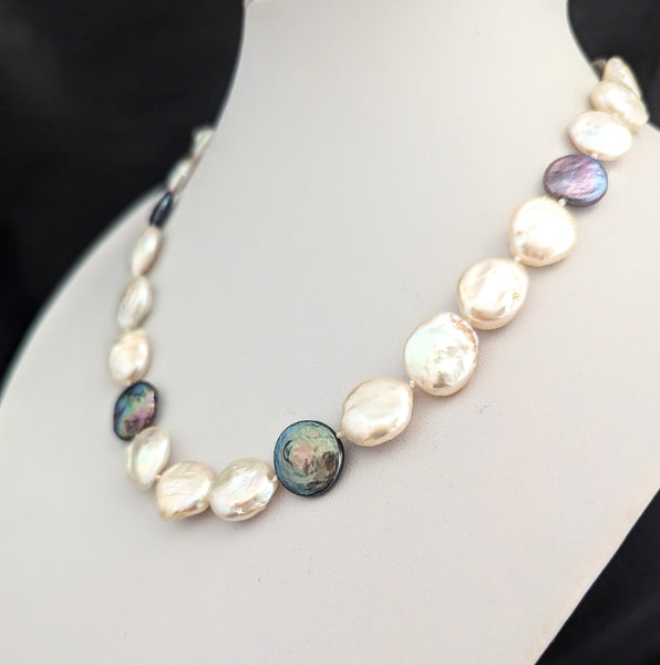 The Franklin - Estate Baroque Button Pearl 14k Yellow Gold Necklace