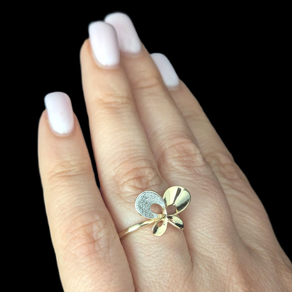 Butterfly Ring Pave Diamonds 14k Yellow Gold Statement Insect Estate Jewelry 