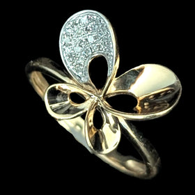 Butterfly Ring Pave Diamonds 14k Yellow Gold Statement Insect Estate Jewelry 
