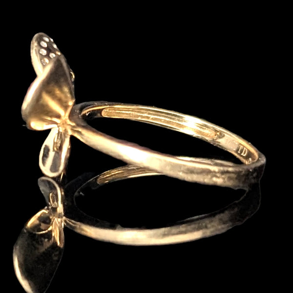 Butterfly Ring Pave Diamonds 14k Yellow Gold Statement Insect Estate Jewelry 