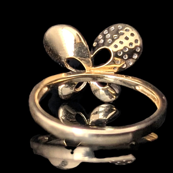 Butterfly Ring Pave Diamonds 14k Yellow Gold Statement Insect Estate Jewelry 