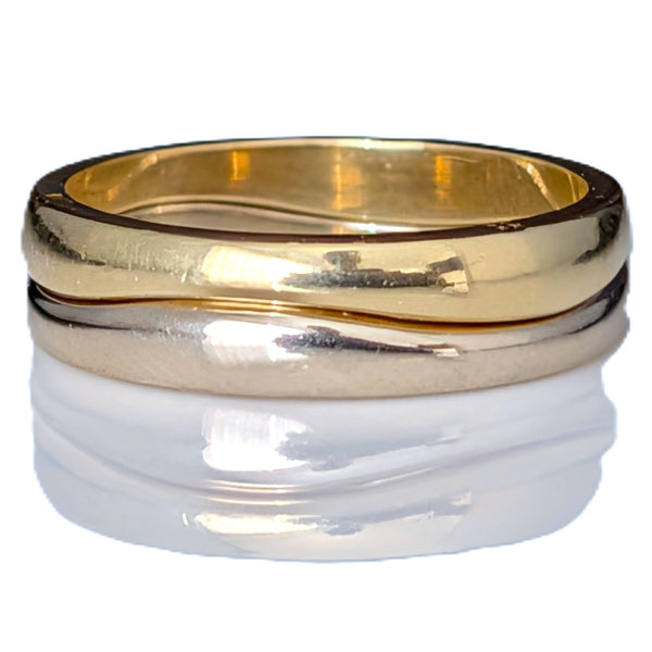 CARTIER Set Of LOVE ME 18k Yellow White Gold Waive Bands Stack Vintage Rings sz55 
