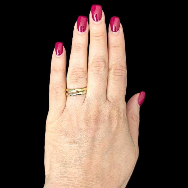 CARTIER Set Of LOVE ME 18k Yellow White Gold Waive Bands Stack Vintage Rings sz55  on hand