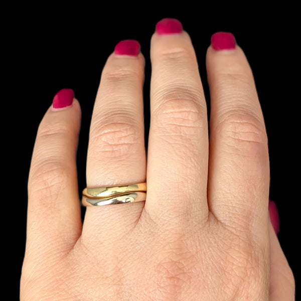 CARTIER Set Of LOVE ME 18k Yellow White Gold Waive Bands Stack Vintage Rings sz55  on hand