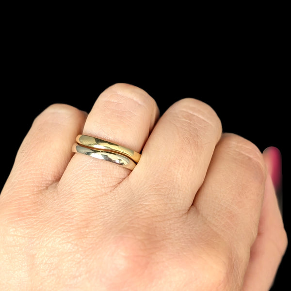 CARTIER Set Of LOVE ME 18k Yellow White Gold Waive Bands Stack Vintage Rings sz55  on hand