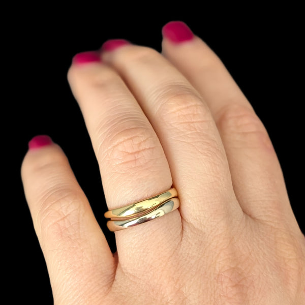 CARTIER Set Of LOVE ME 18k Yellow White Gold Waive Bands Stack Vintage Rings sz55  on hand