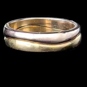 CARTIER Set Of LOVE ME 18k Yellow & White Gold Waive Bands Stack Vintage Rings ja5846 (2)