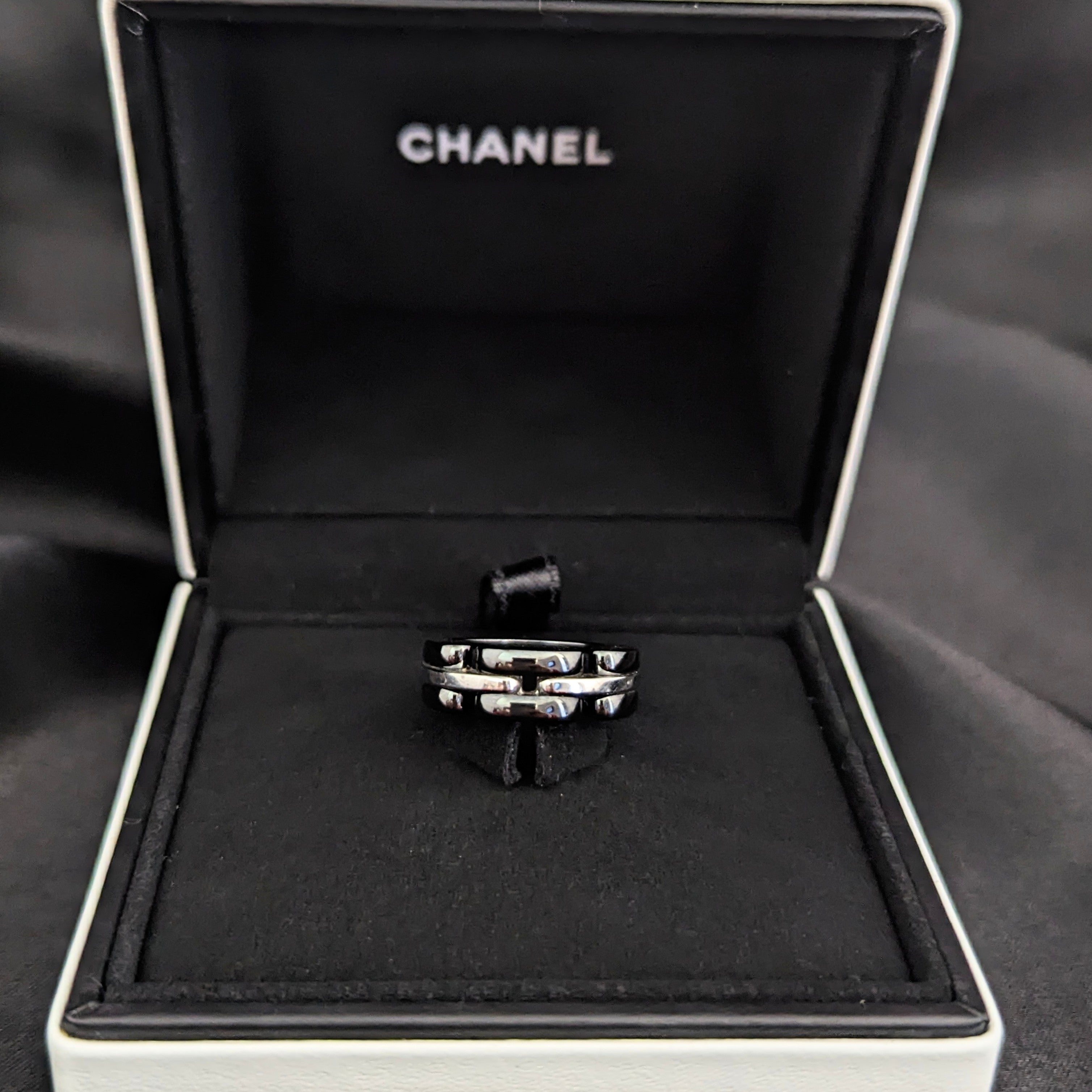 The Paris - CHANEL Ultra 18k White Gold Black Ceramic Ring - SOHOJEWELERS