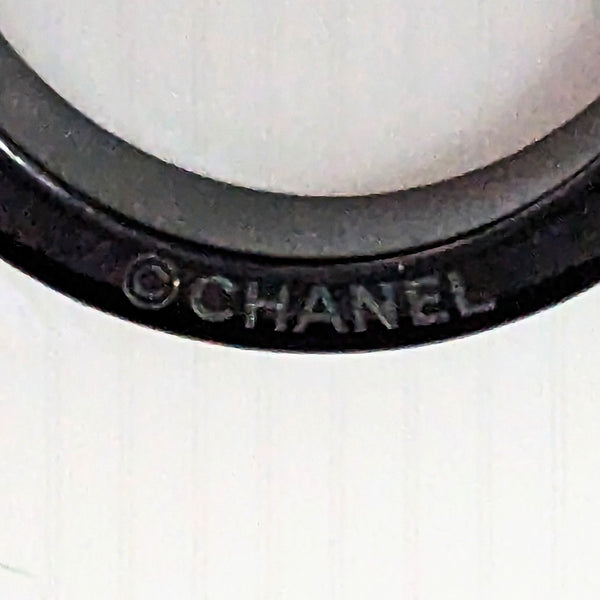CHANEL Ultra 18k White Gold Black Ceramic Ring Estate with Box Signed Band Gift makers mark