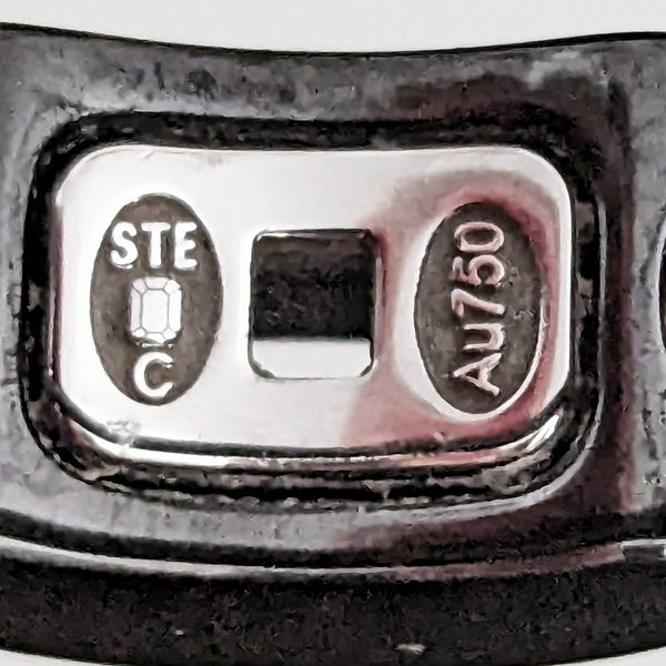 CHANEL Ultra 18k White Gold Black Ceramic Ring Estate with Box Signed Band Gift