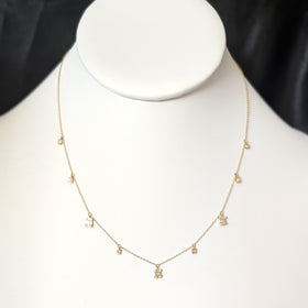 Dancing Diamonds Station Necklace 14k Yellow Gold Floating Drops Gift Estate main photo