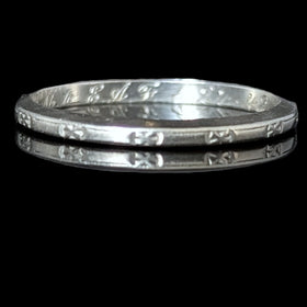 Dated 1942 Platinum Wedding Band by BRISTOL Vintage Retro Estate Jewelry Gift