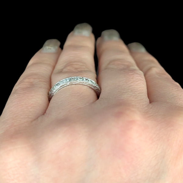 Dated 1958 Diamonds Platinum Eternity Wedding Band Vintage Retro Estate Jewelry 