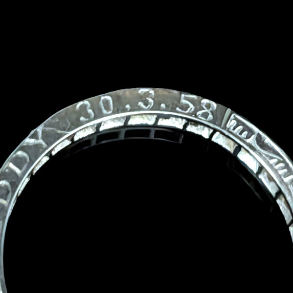 Dated 1958 Diamonds Platinum Eternity Wedding Band Vintage Retro Estate Jewelry 