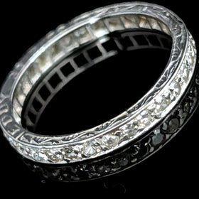 Dated 1958 Diamonds Platinum Eternity Wedding Band Vintage Retro Estate Jewelry 