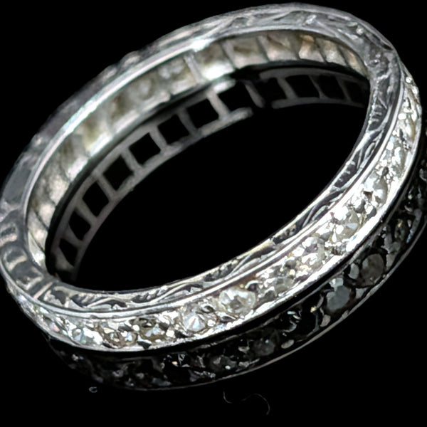Dated 1958 Diamonds Platinum Eternity Wedding Band Vintage Retro Estate Jewelry 