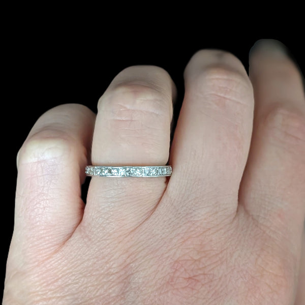 Dated 1958 Diamonds Platinum Eternity Wedding Band Vintage Retro Estate Jewelry 