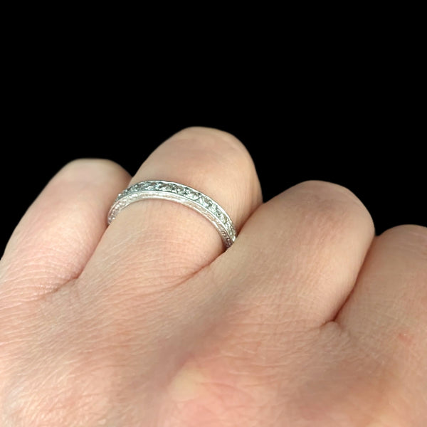 Dated 1958 Diamonds Platinum Eternity Wedding Band Vintage Retro Estate Jewelry 