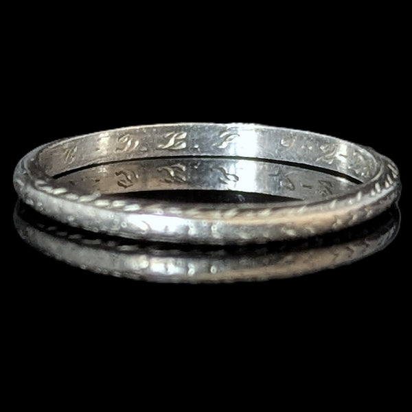 Corwin - 1925 Antique Platinum Wedding Band Art Deco