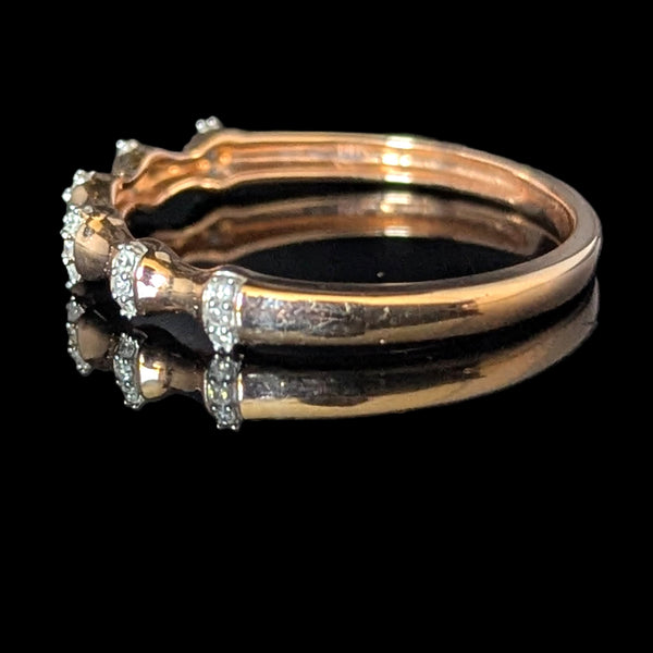 Diamonds 14k Rose Gold Band Ring Bamboo Pattern Stacking Estate Jewelry Gift