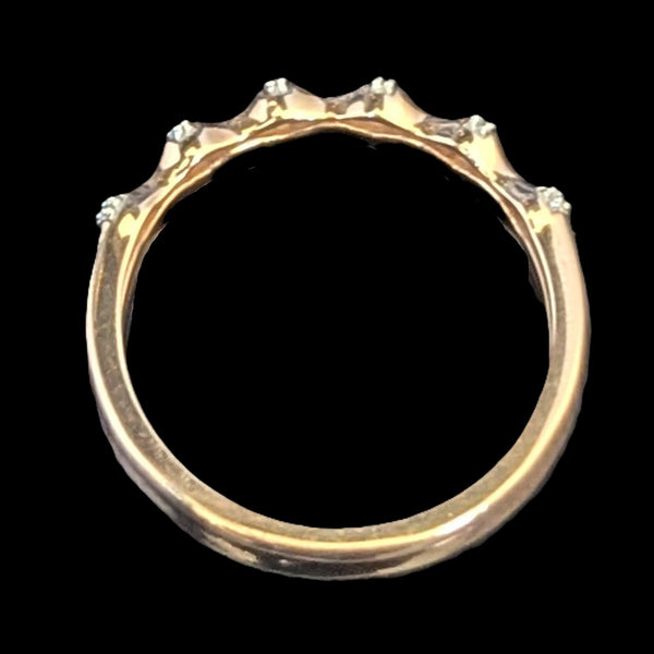 Diamonds 14k Rose Gold Band Ring Bamboo Pattern Stacking Estate Jewelry Gift