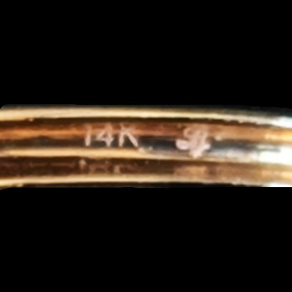 Diamonds 14k Rose Gold Band Ring Bamboo Pattern Stacking Estate Jewelry Gift