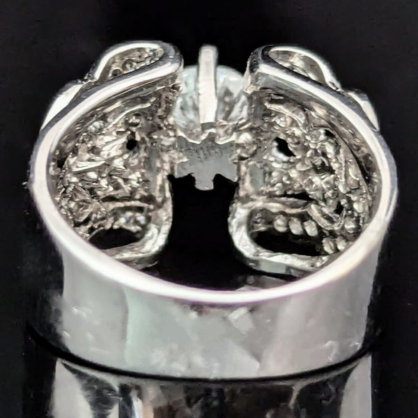 Diamonds 14k White Gold Ring Engagement or Statement by Tal Azulay Vintage Estate Jewelry Gift  signed TAL