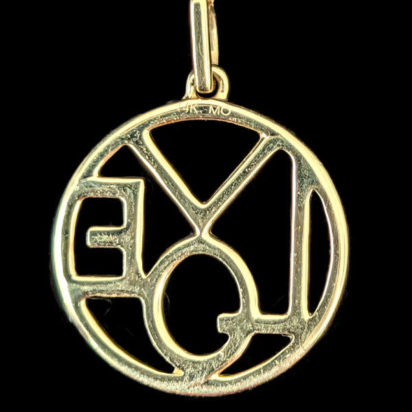 Diamonds 14k Yellow Gold LOVE Pendant with 10k Gold Chain Necklace Estate Jewelry Gift 