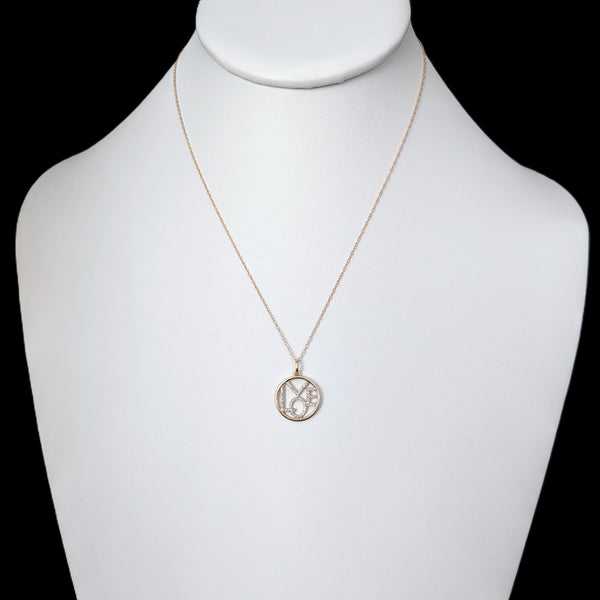 Diamonds 14k Yellow Gold LOVE Pendant with 10k Gold Chain Necklace Estate Jewelry Gift 