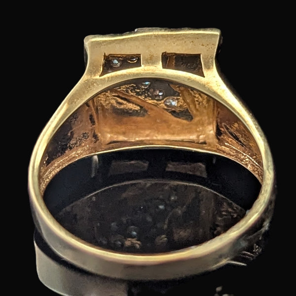 Diamonds 18k Yellow White Gold Modernistic Statement Ring Cocktail Estate Gift