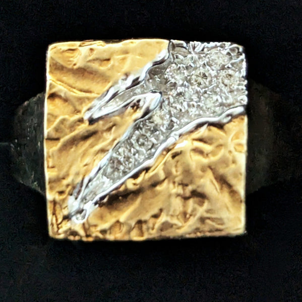 The Norwood - Vintage Modernistic Diamonds 18k Gold Cocktail Ring