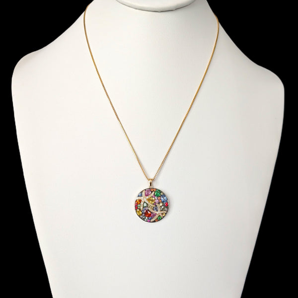 EFFY BH Diamonds Multi Gemstones Watercolors Starfish Pendant Large Vintage Gift 