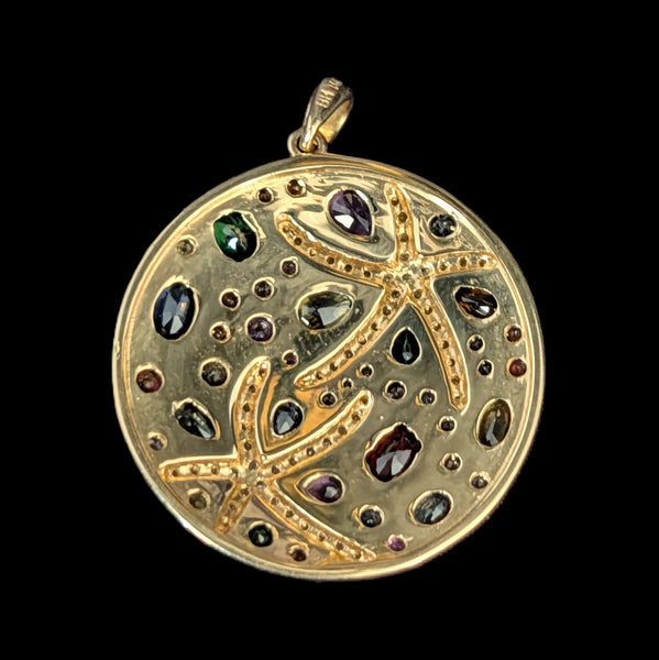 EFFY BH Diamonds Multi Gemstones Watercolors Starfish Pendant Large Vintage Gift 