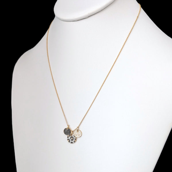 EFFY Diamonds 14k Gold Signature Safari Confetti Animal Print Necklace Adjustable Length