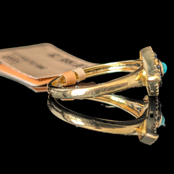 EFFY Evil Eye Ring Turquoise Diamonds Sapphires 14k Yellow Gold New Old Stock