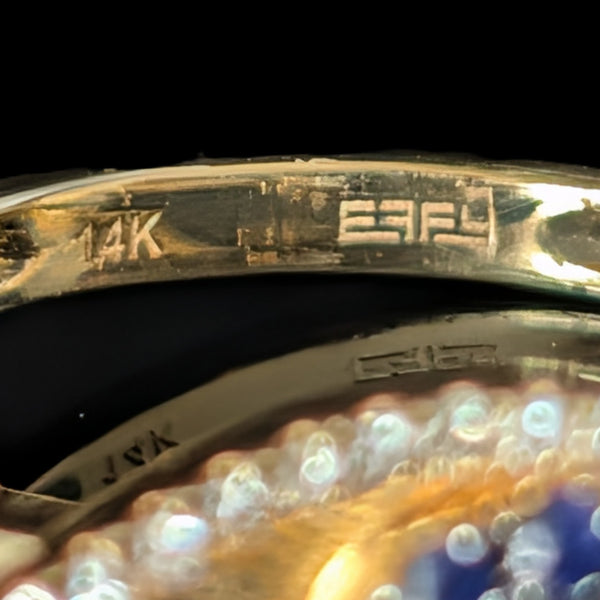 EFFY Evil Eye Ring Turquoise Diamonds Sapphires 14k Yellow Gold New Old Stock