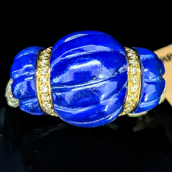 EFFY Lapis Diamonds 14k Yellow Gold Ring Cocktail Statement New with Tags