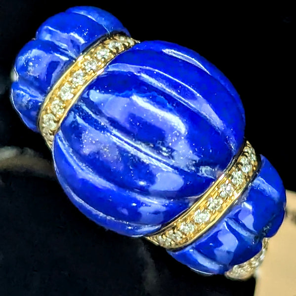 EFFY Lapis Diamonds 14k Yellow Gold Ring Cocktail Statement New with Tags