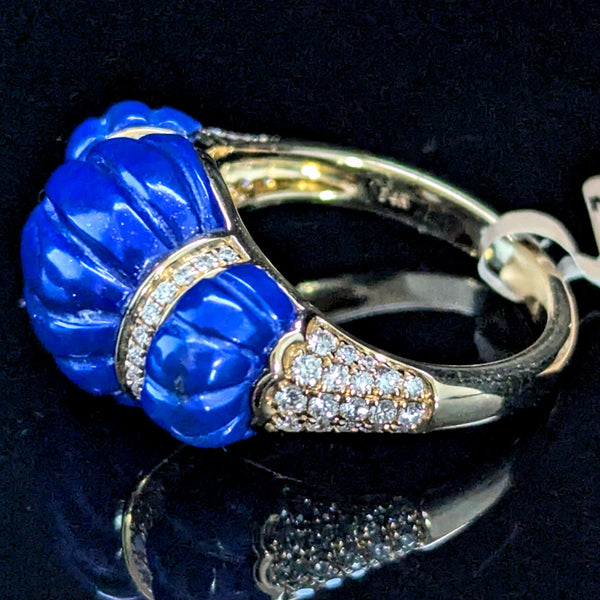 EFFY Lapis Diamonds 14k Yellow Gold Ring Cocktail Statement New with Tags