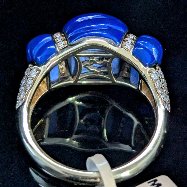 EFFY Lapis Diamonds 14k Yellow Gold Ring Cocktail Statement New with Tags