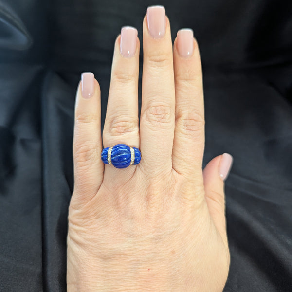 EFFY Lapis Diamonds 14k Yellow Gold Ring Cocktail Statement New with Tags