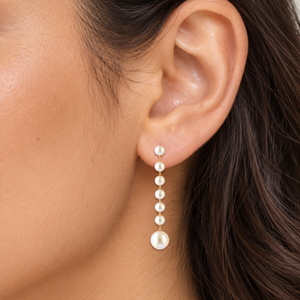 EFFY Day To Night Earrings w/ Enhancers 14k Yellow Gold Pearls Drop 1.5"